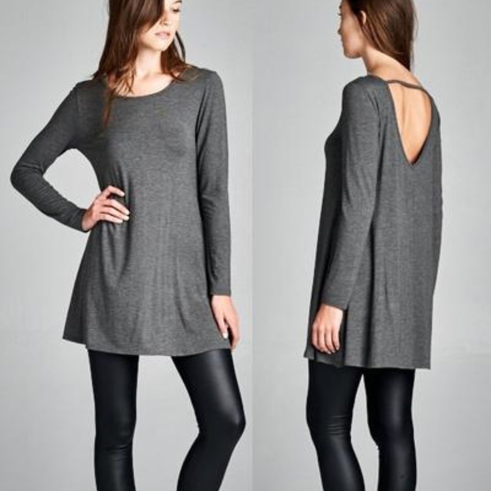Cherish Grey Dress Open Back